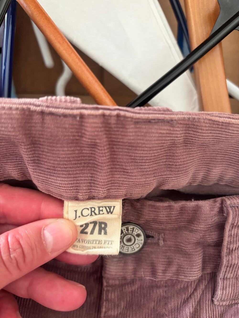 J.Crew Favorite Fit Corduroy Pants Size 27R Mauve Purple Straight Leg Stretch